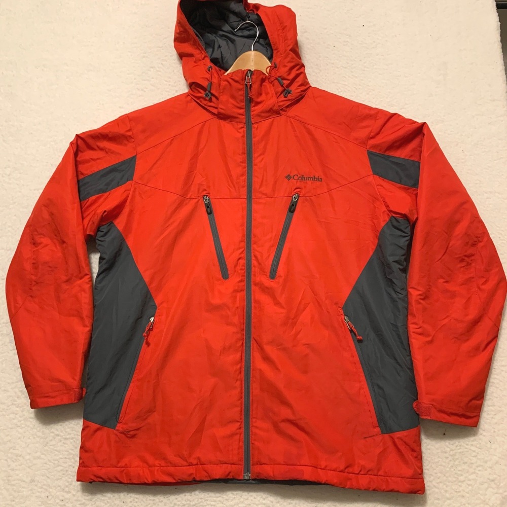 Columbia Insulated Hooded Jacket Mens L Full Zip Ski Snowboard Red WM4115